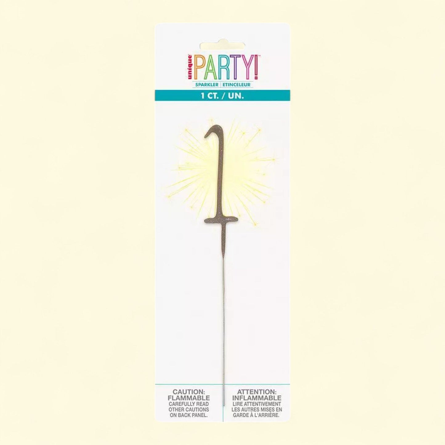 Unique Industries Number 1 Sparkler Flame Cake Candle: Gold, Birthday Candle, Size