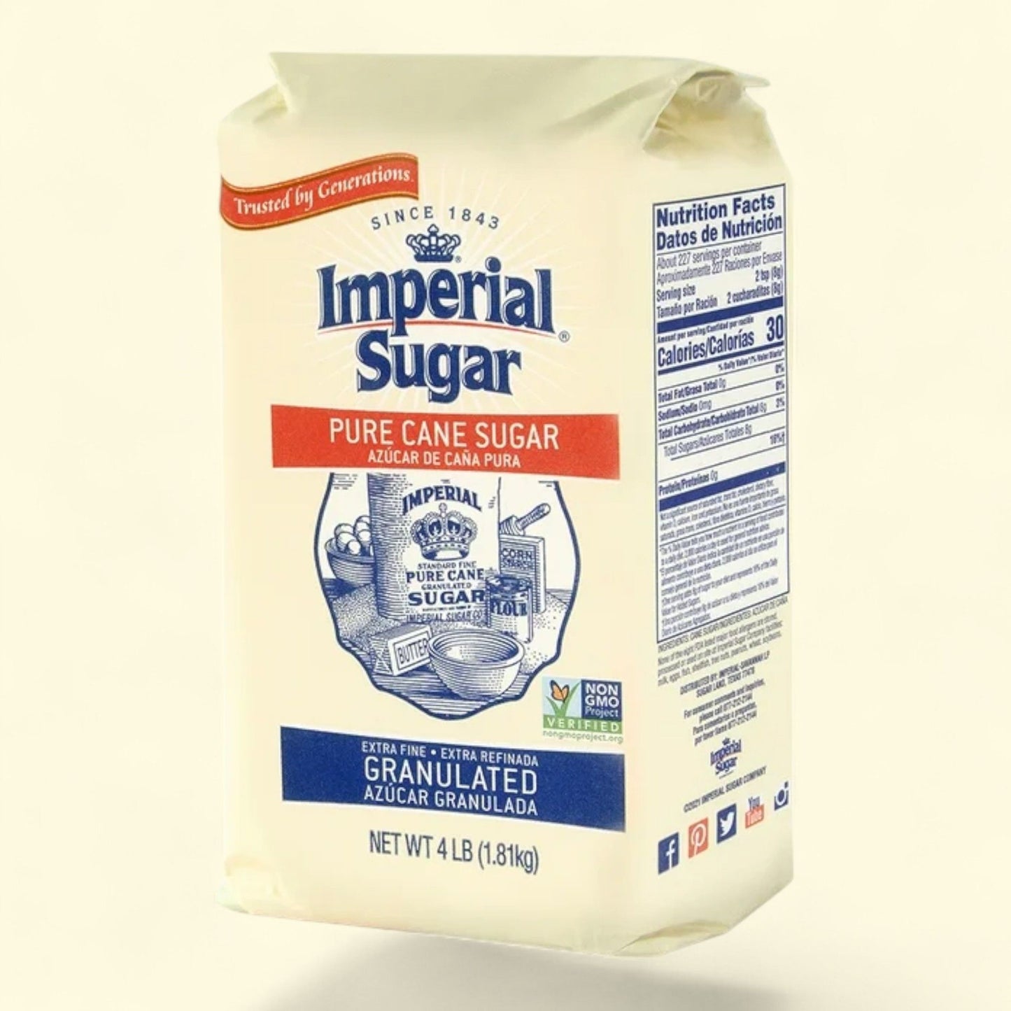 Sucre cristallisé extra-fin Imperial Sugar, 1,8 kg