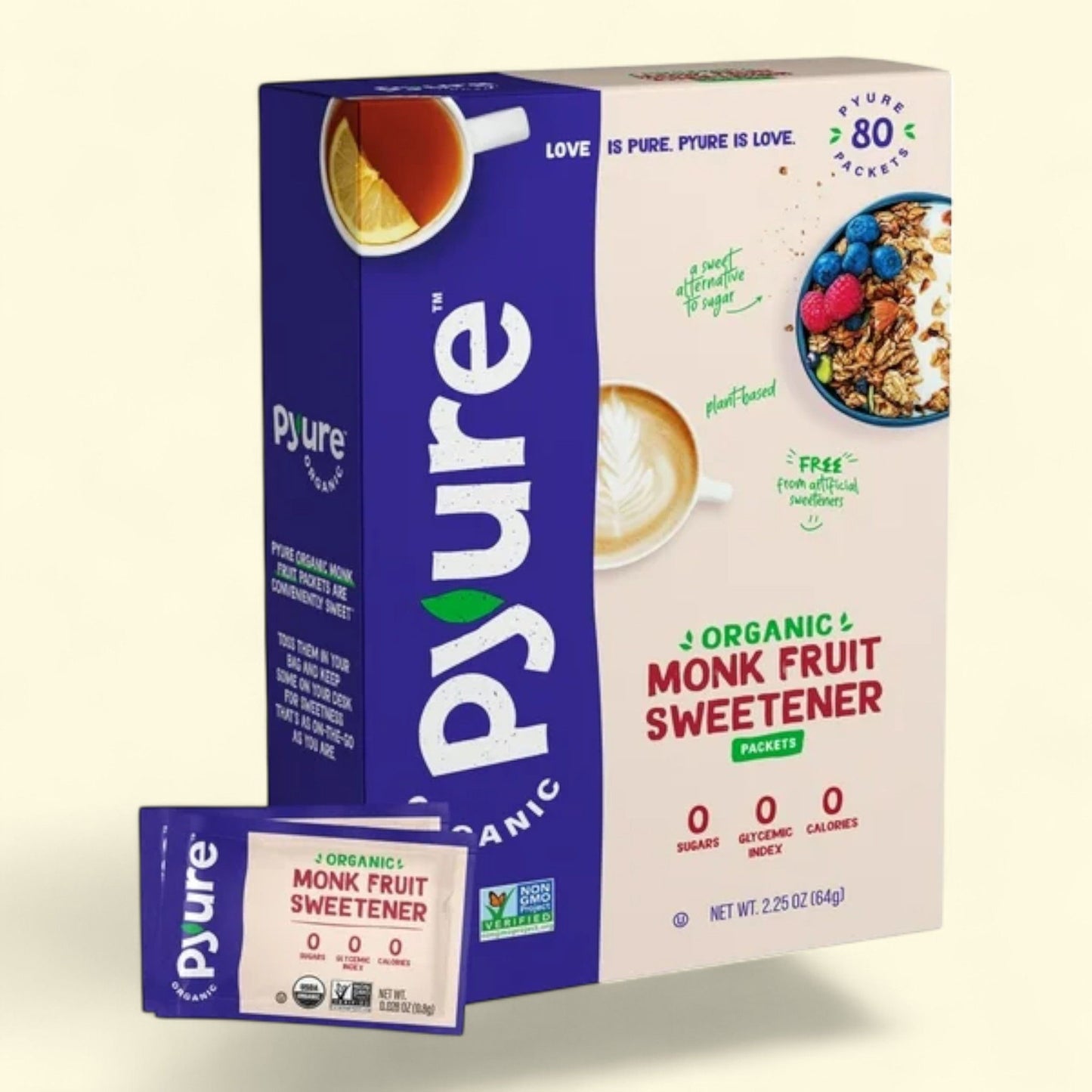 Pyure Monk Fruit Blend Sweetener Packets 80ct