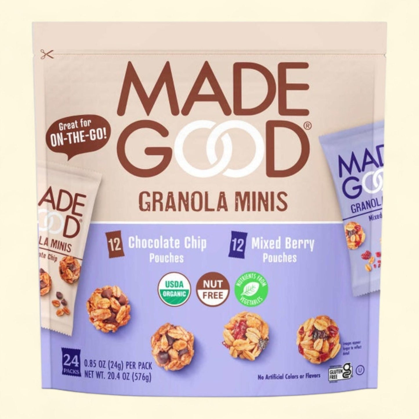 Mini-barres de granola MadeGood, assortiment, 24 g, paquet de 24