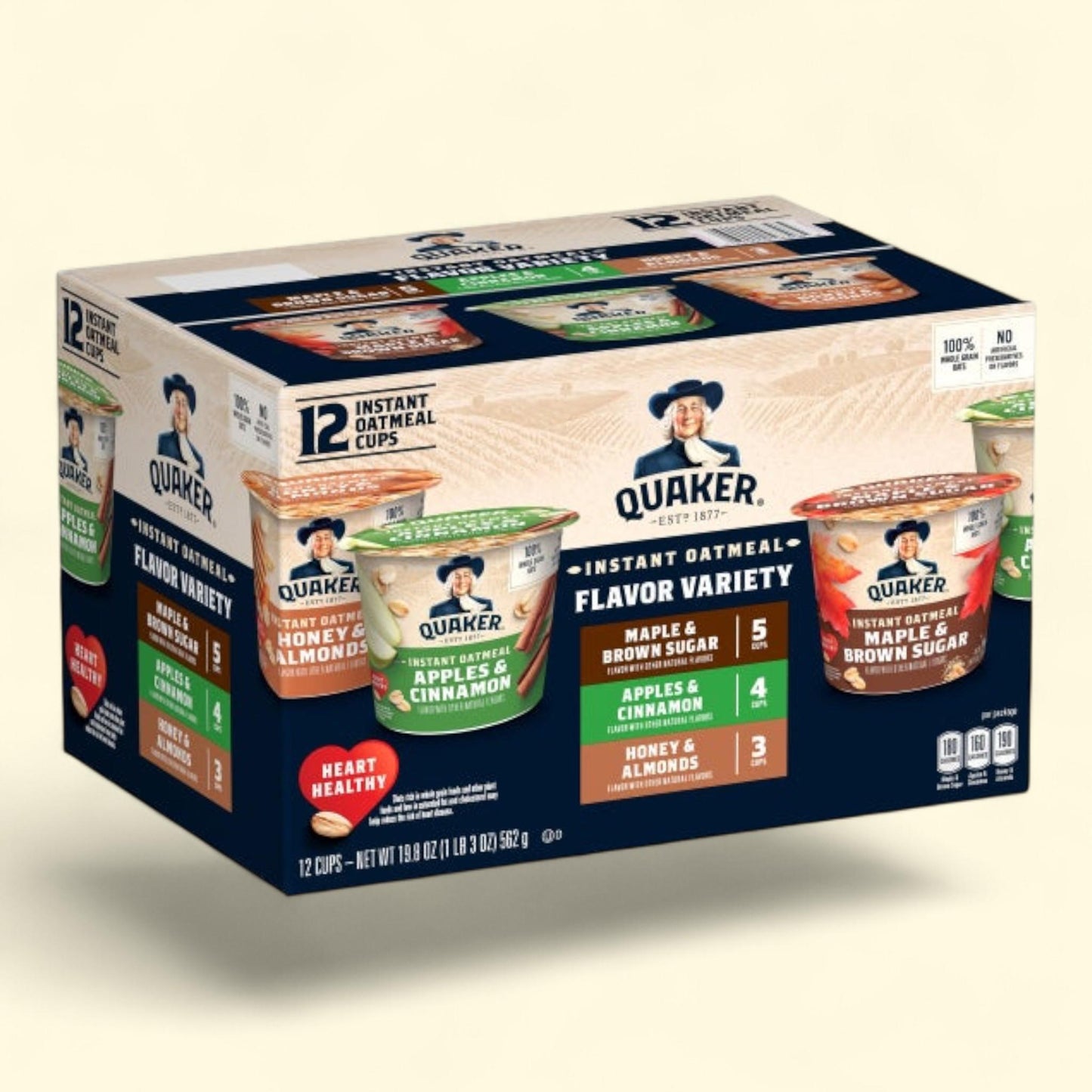 Quaker Instant Oatmeal Cups, Variety Pack, 12-count