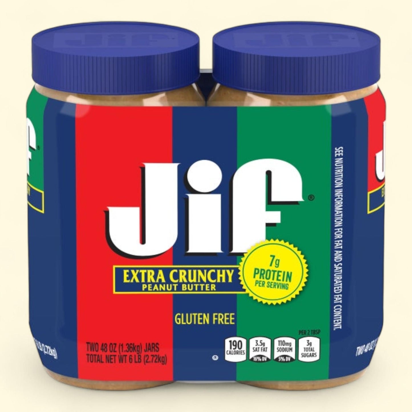 Jif Peanut Butter, Extra Crunchy, 48 oz, 2-Count