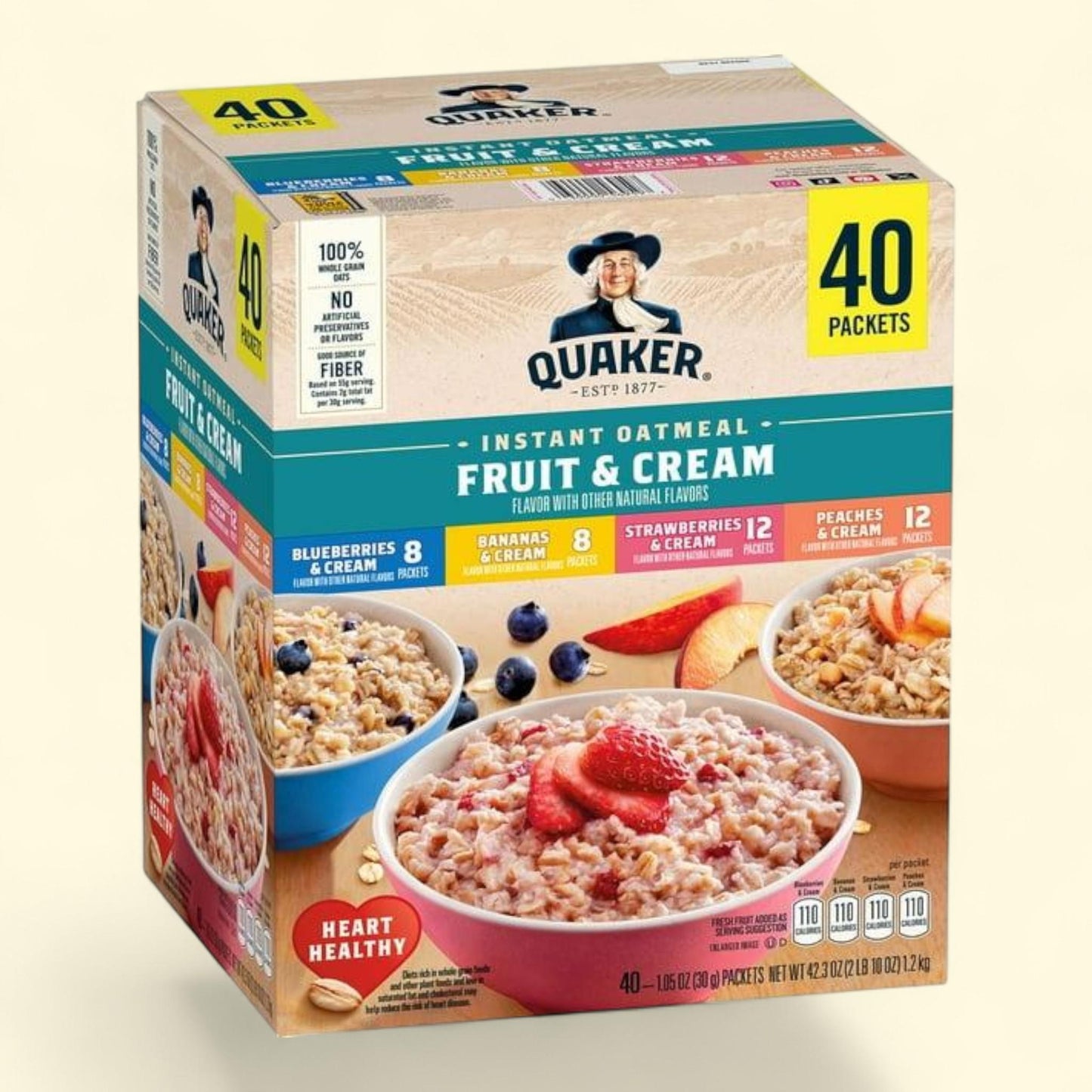 Quaker Instant Oatmeal Fruit & Cream, 1.05 oz., 40 pk.