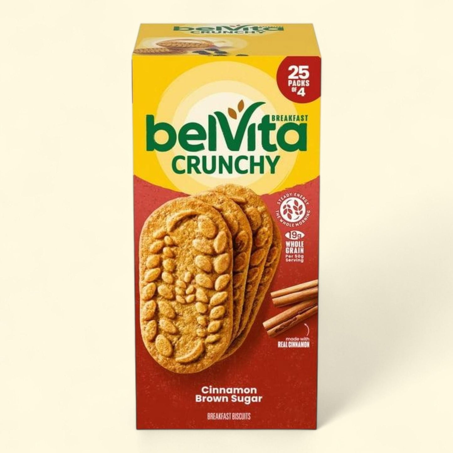belVita Cinnamon Brown Sugar Breakfast Biscuits, 25 pk., 4 biscuits per pack