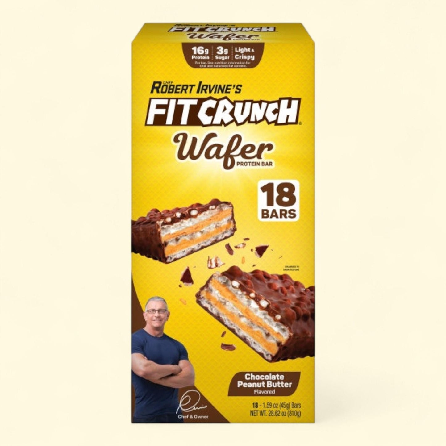 FITCRUNCH Protein Bars, Chocolate Peanut Butter, 1.59 oz, 18-count — authentic US product shipped worldwide by Treatspree