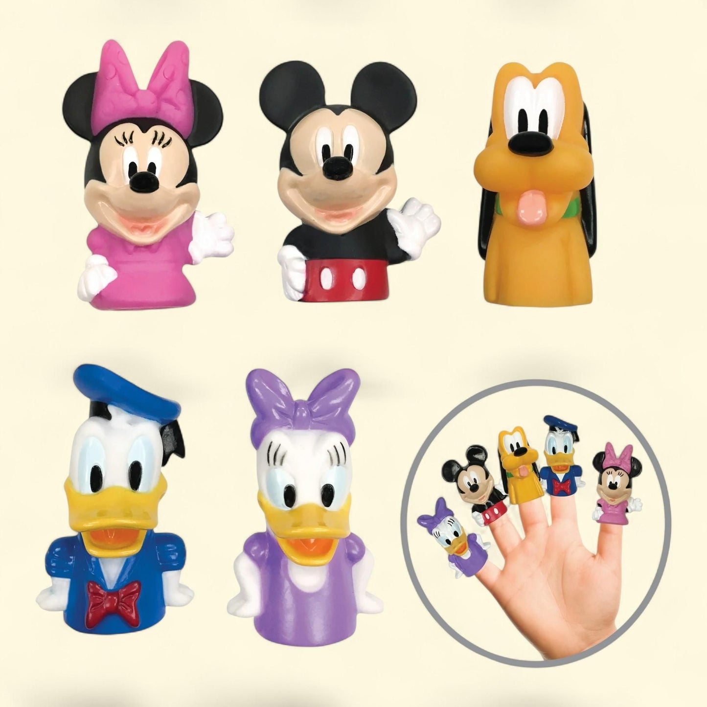 Marionnettes à doigt pour le bain Mickey Mouse et ses amis de Disney, lot de 5