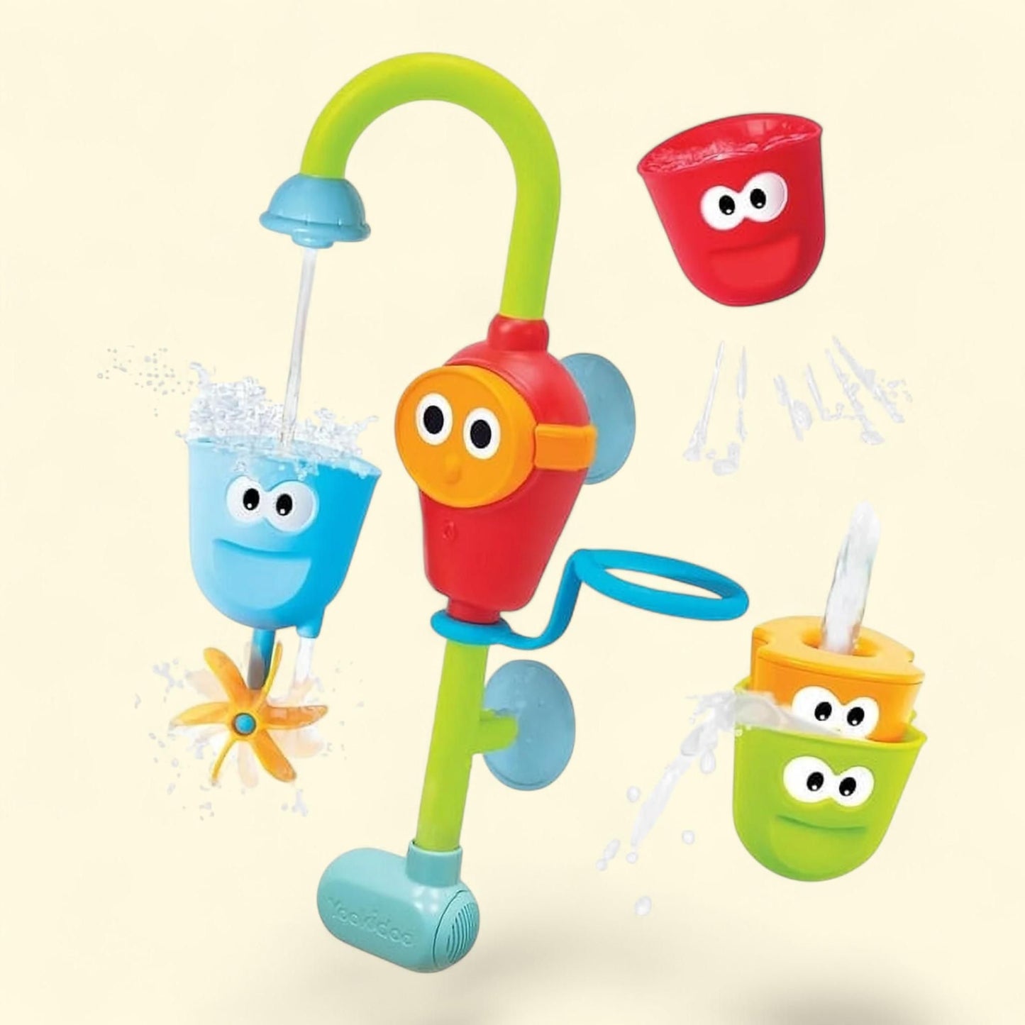 Yookidoo Flow N Fill Spout Bath Toy, Three Stackable Play Cups and Water Spray Spout, Toddler Size ? Yookidoo Flow N Fill Spout Bath Toy, Three Stackable Play Cups and Water Spray Spout, 1 count