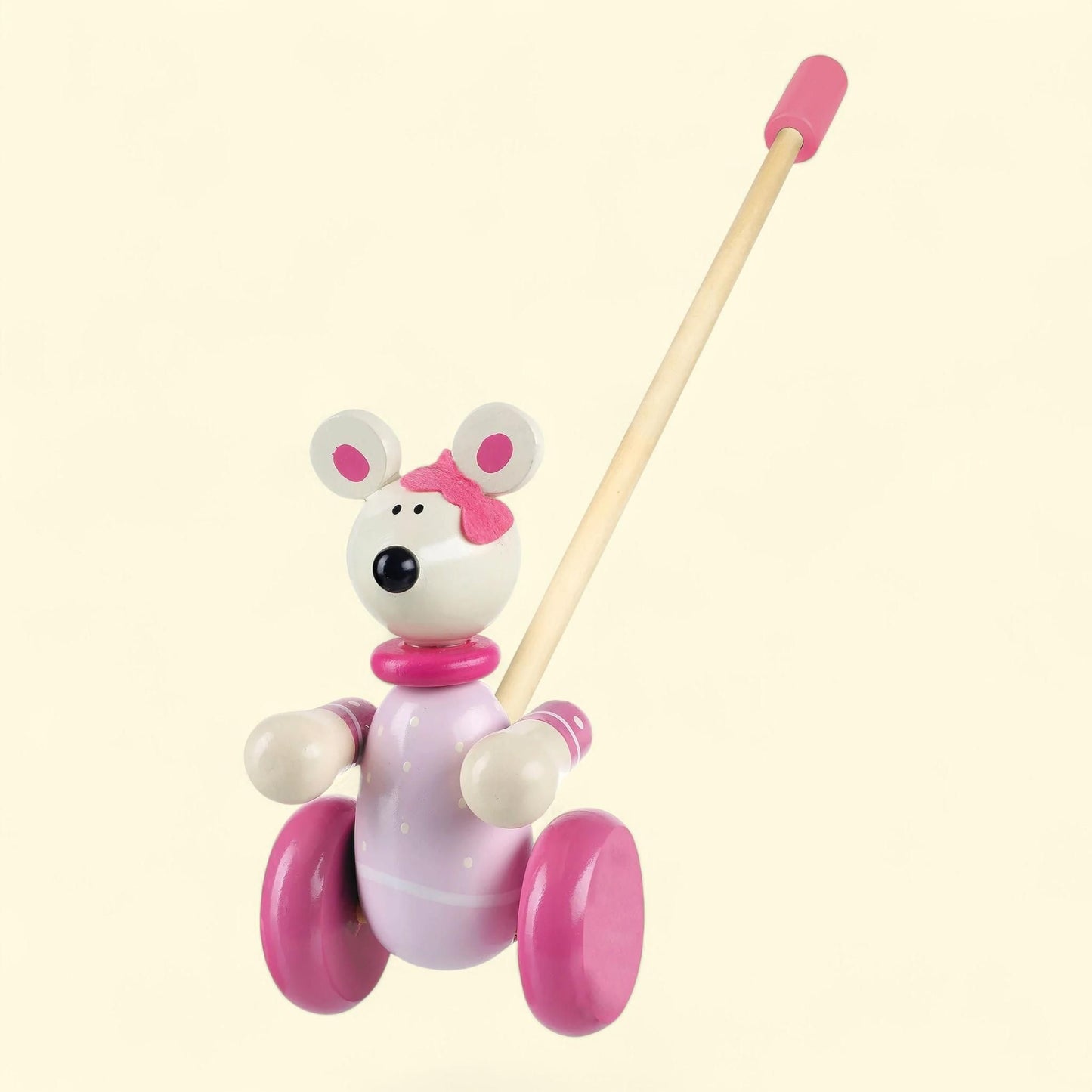Orange Tree Toys: Push Along: Pink Mouse, Wooden Toy, 1+