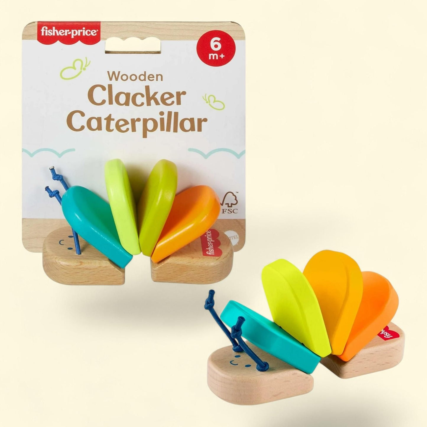 Fisher-Price Clacker Caterpillar Rattle Toy, 1 Wood Piece