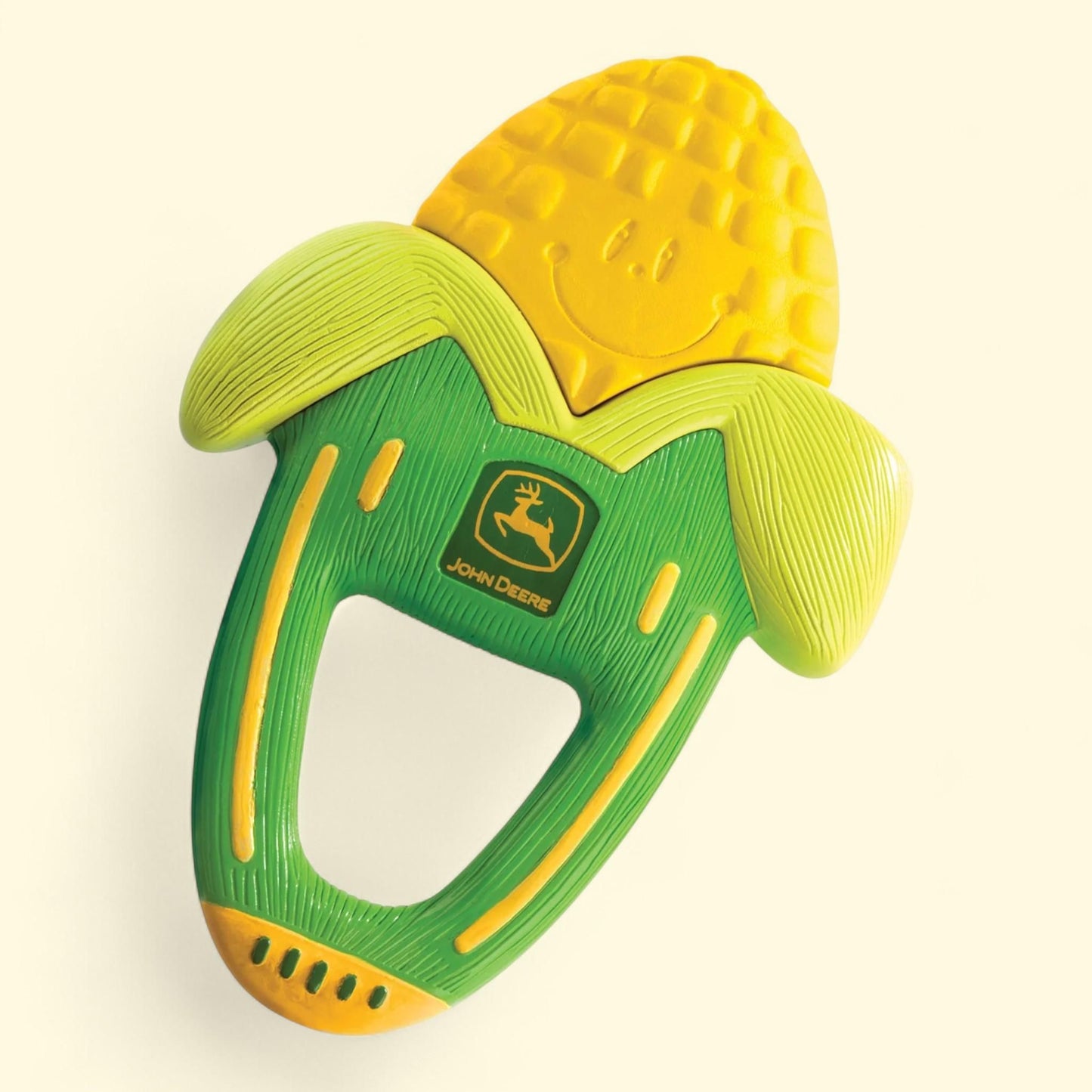 John Deere Corn Teether, Vibrating and Soothing Baby Teething Toy, Green + Yellow, 1 count
