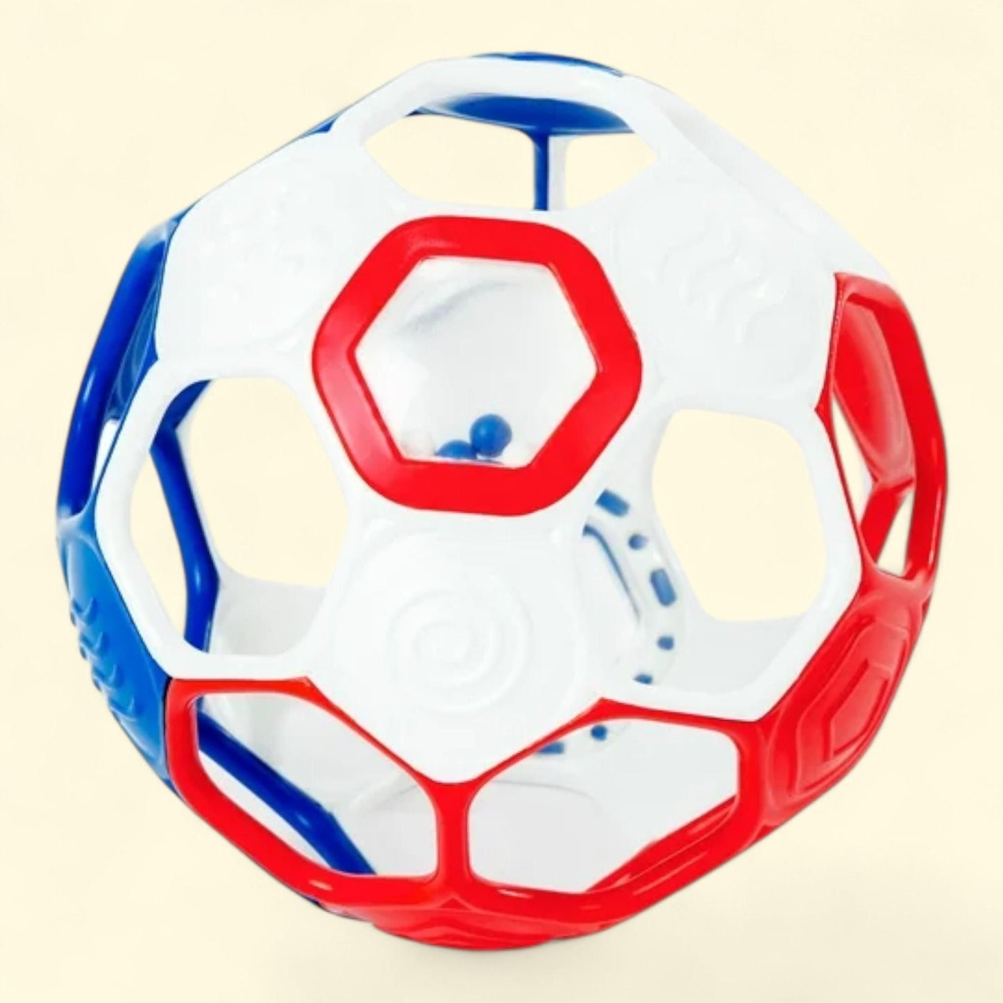 Bright Starts Grippin' Goals Rattle Ball, Red, White & Blue, 1 count