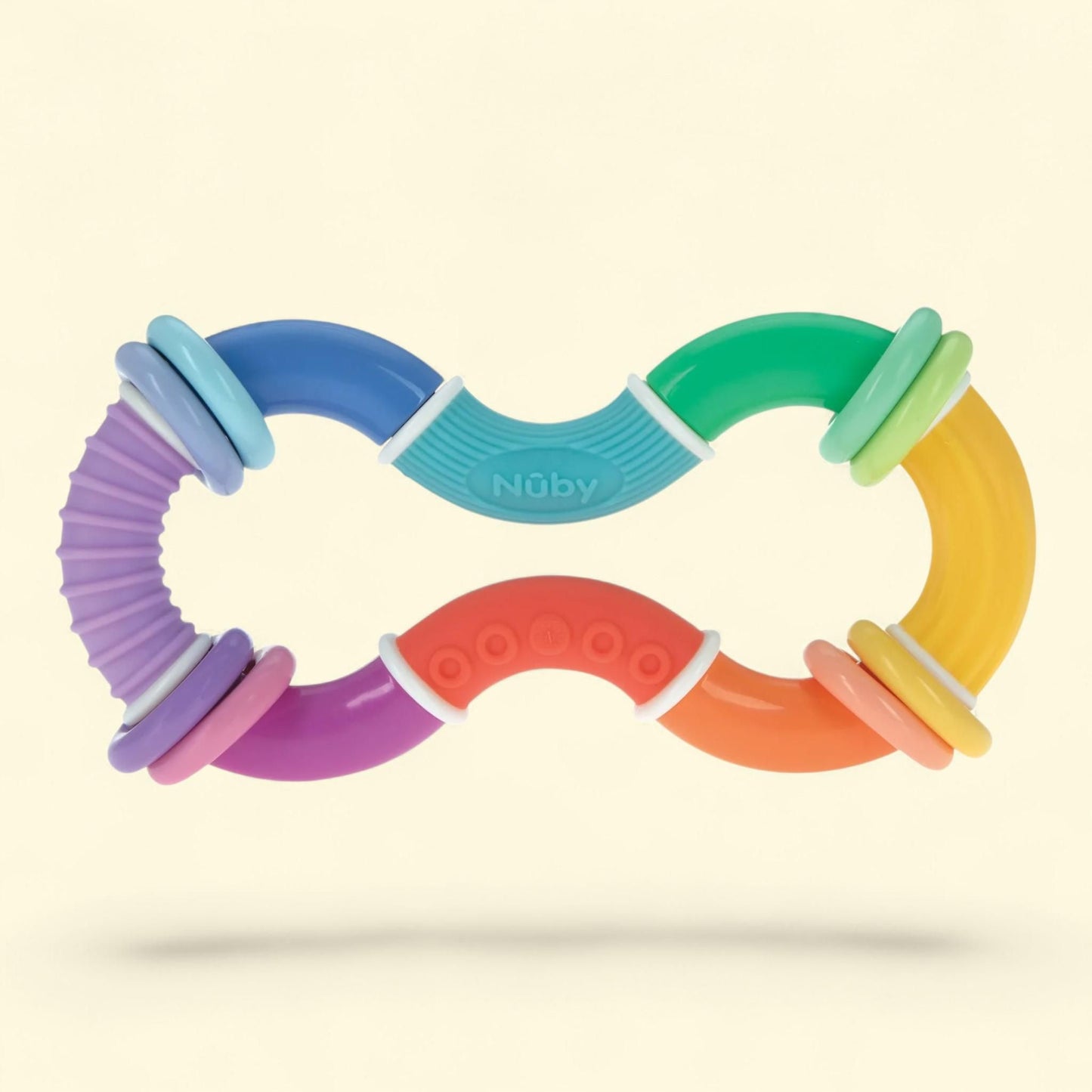 Nuby Twist-a-Ring Rattle Teether Toy, Multicolor, 1 count