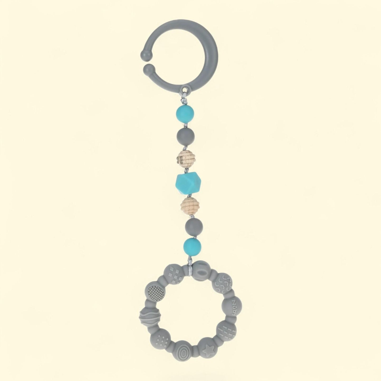 Nuby Silicone Infant Teether Toy, Gray Baby Teether, 1 count