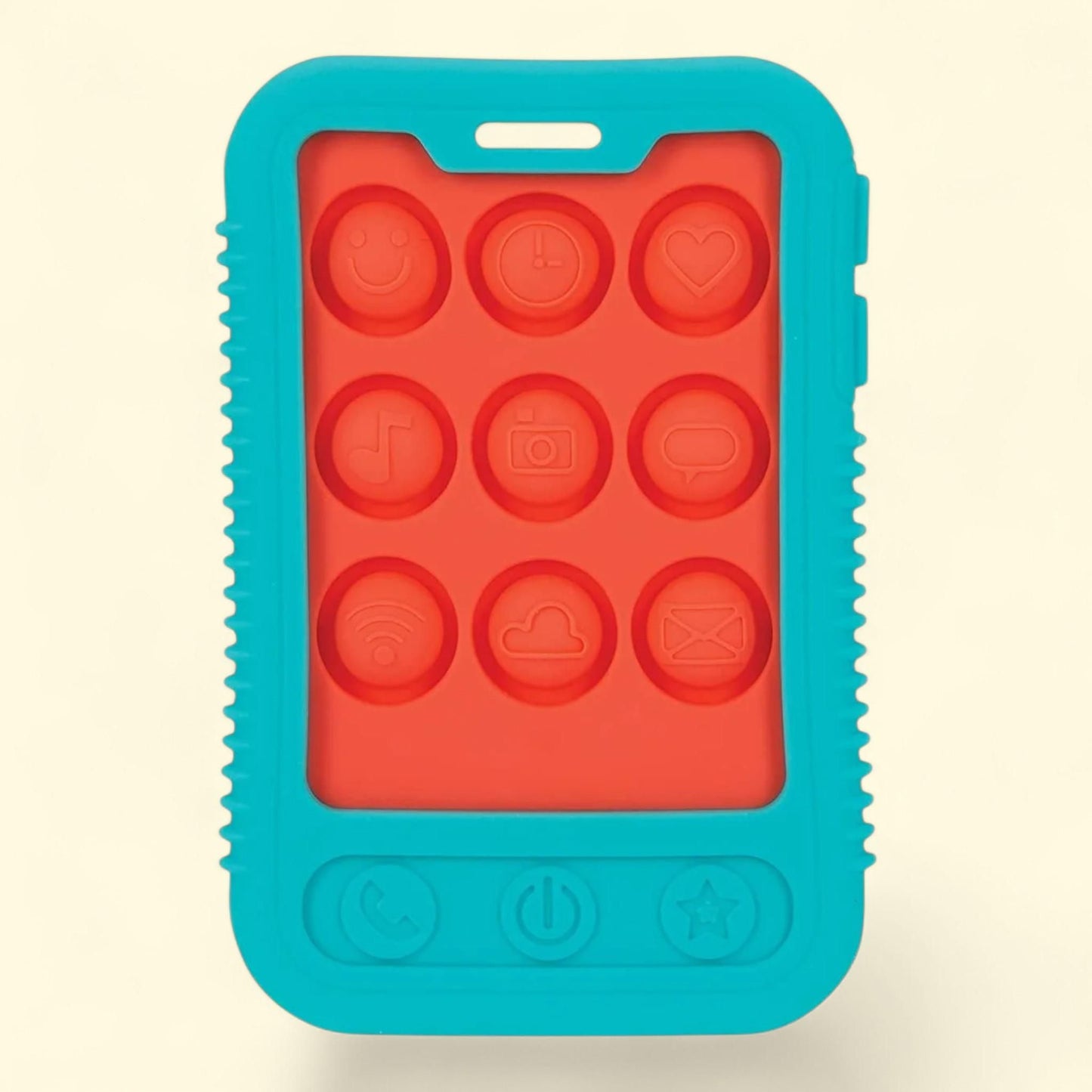 Nuby Giggle Bytes Sensory Popper Teething Toy, Coral/Aqua, Size: Cellphone ? Nuby Giggle Bytes Sensory Popper Teething Toy, Coral/Aqua, 1 count