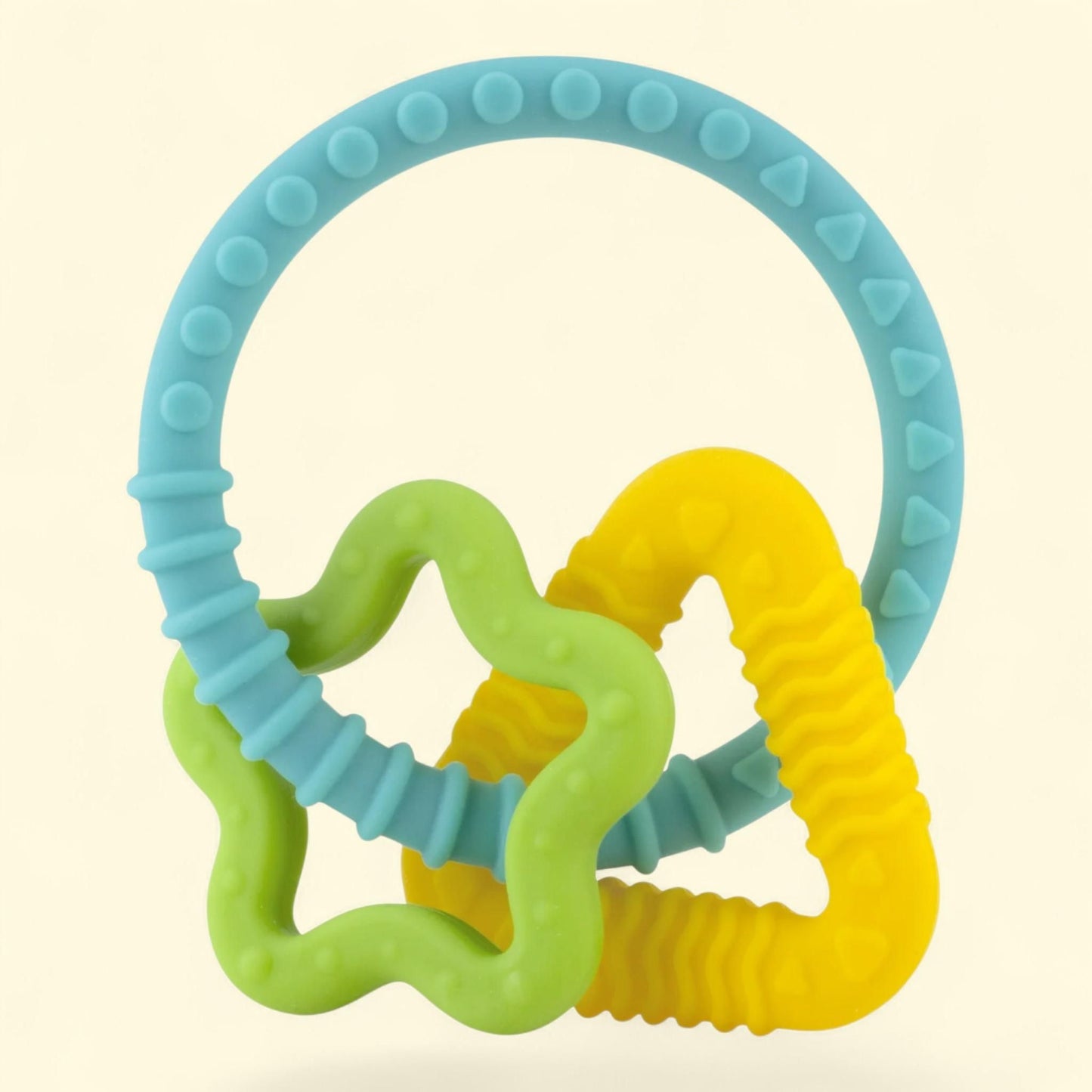 Nuby Chewy Charms Teething Ring, Multicolor Star/Triangle Design, 1 count