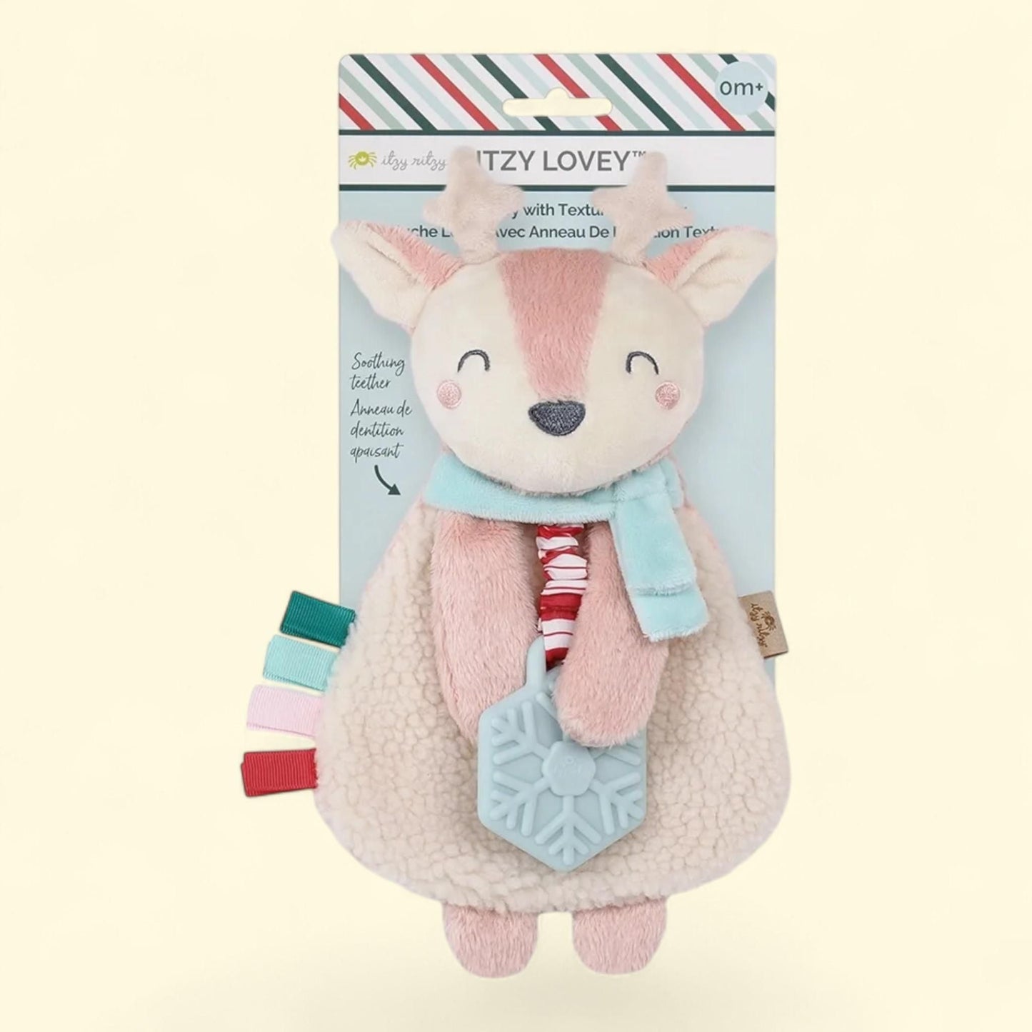 Itzy Ritzy Lovey Plush + Teether Toy, Pink Reindeer, 1 count