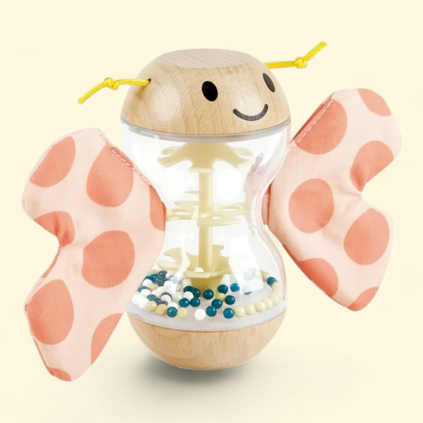 Hape: Butterfly Rainmaker Robert, Soft Peach, Baby Teether & Shaker Toy, 0mo+