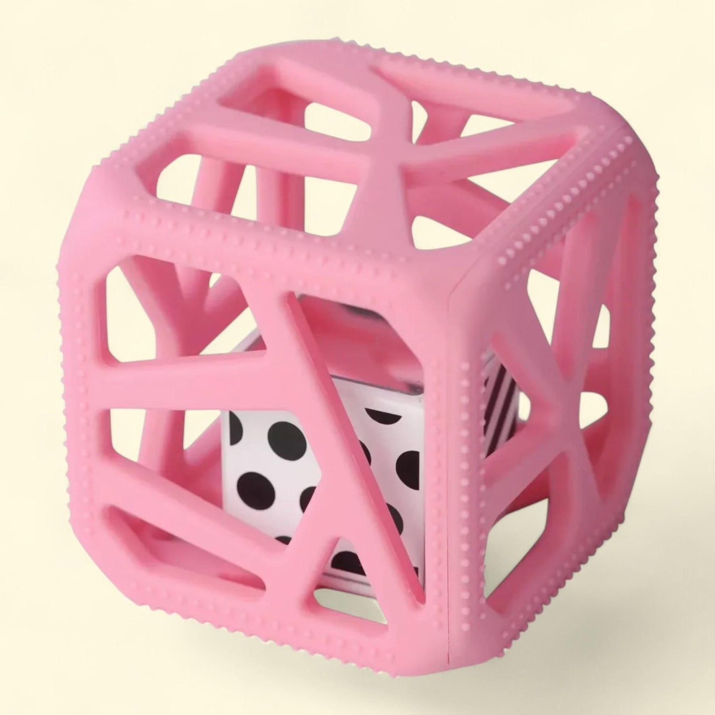Malarkey Kids Chew Cube Rattle Teether, Pink - BPA-Free, Newborns & Toddlers