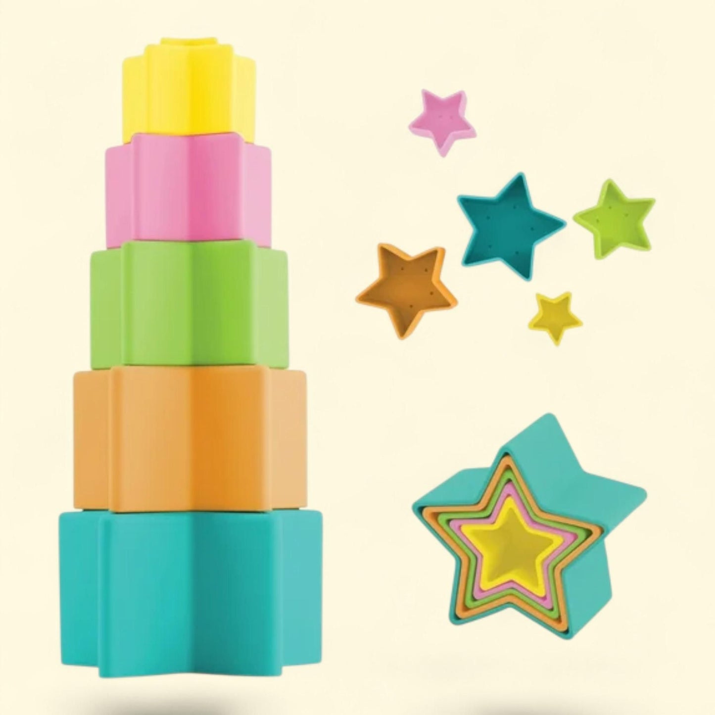 Infantino Stacking Star Rings Baby Teethers, 5-Pack