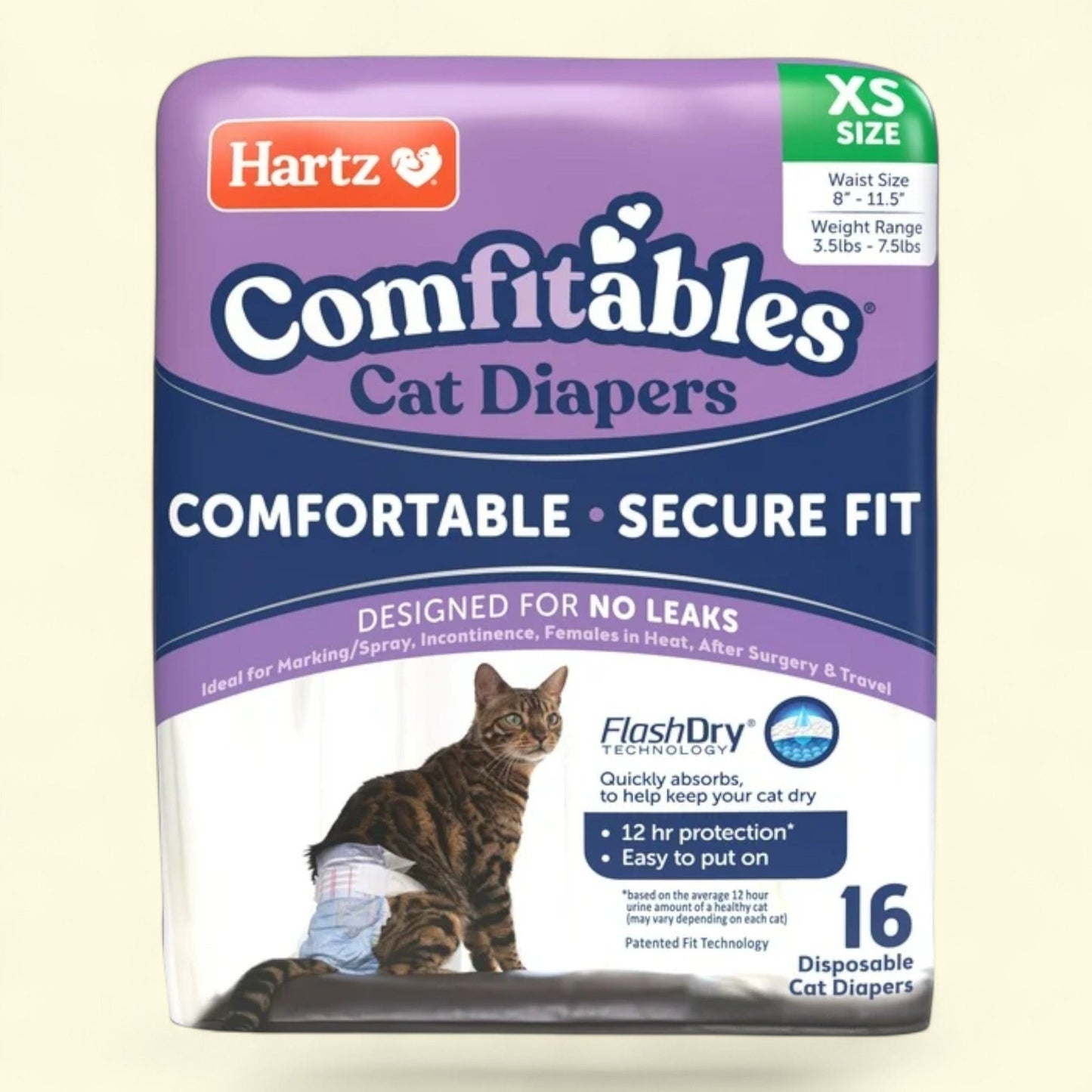 Hartz Comfitables Cat Diaper, X-Small, 16 Count — authentic US product shipped worldwide by Treatspree