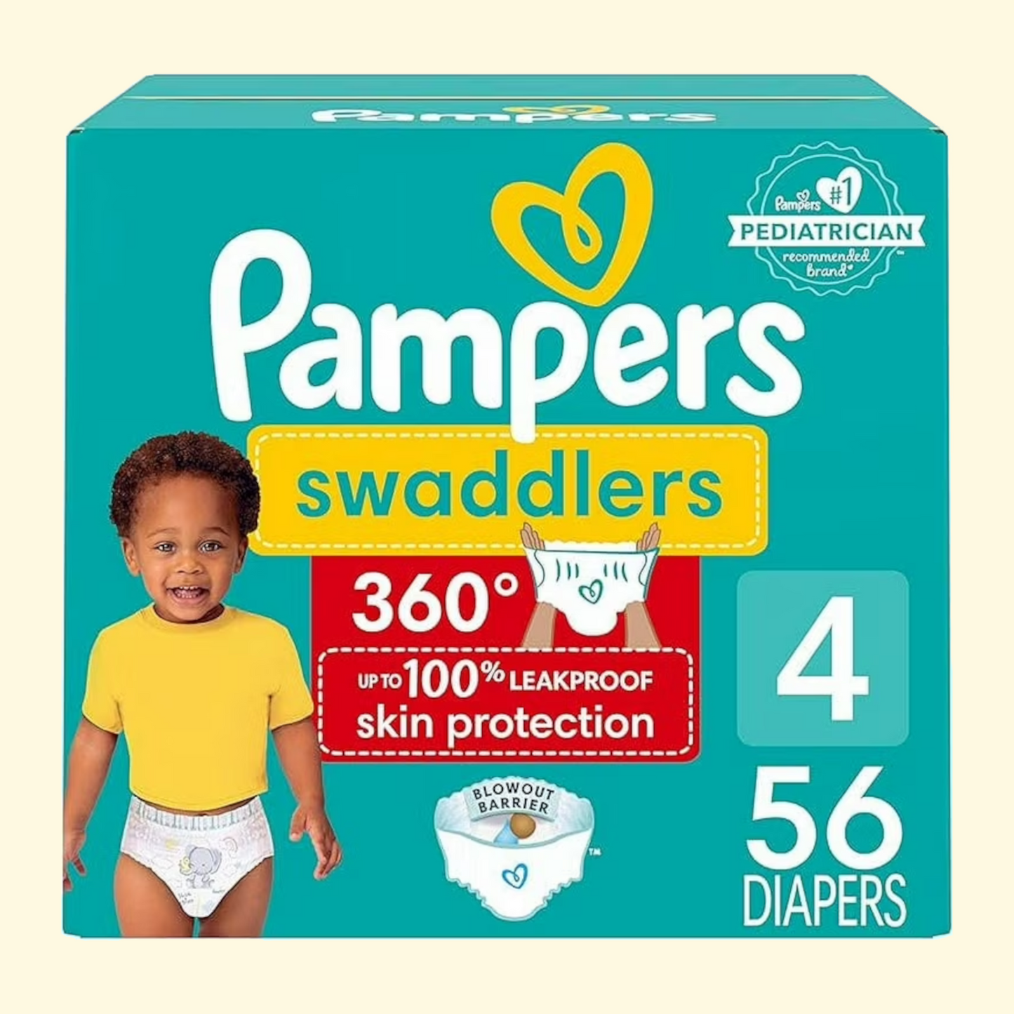 Pampers Swaddlers 360 Pull-On Diapers, Size 4, 56 Count