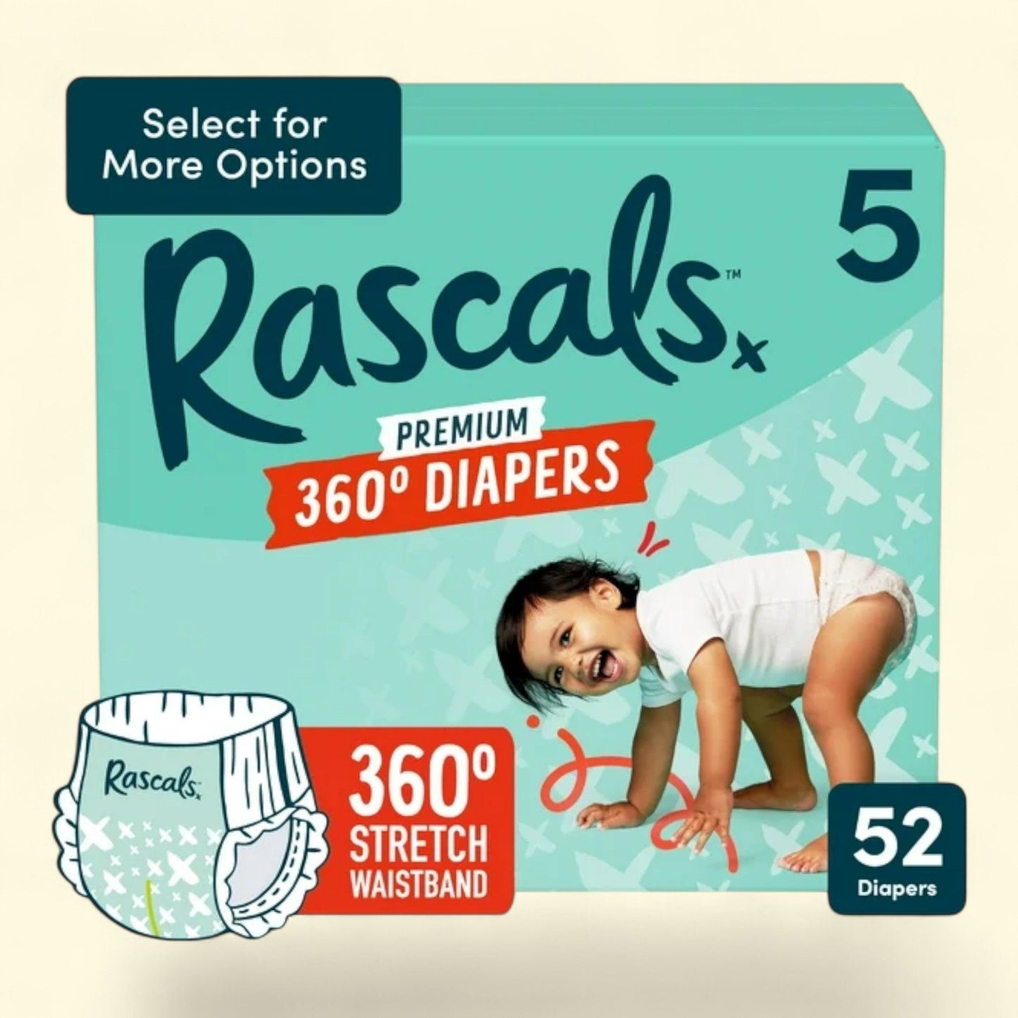 Couches-culottes Rascals Premium, taille 5, paquet de 52