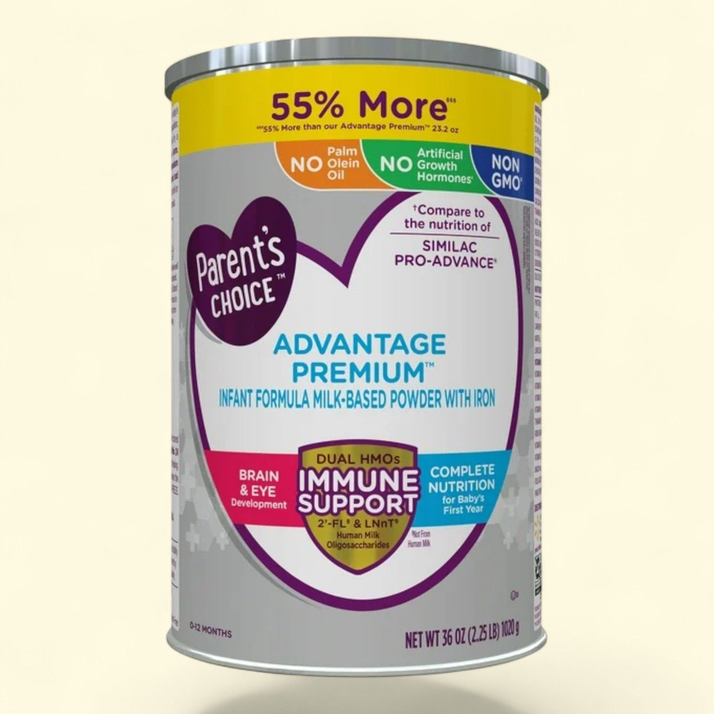 Parent's Choice Advantage Premium Powder Baby Formula, 36 oz Canister