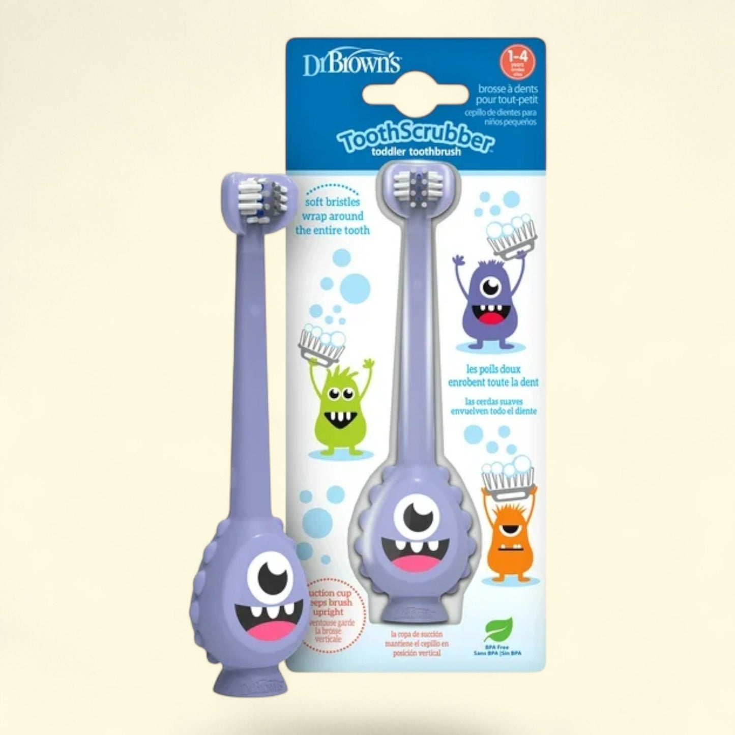 Dr. Brown's ToothScrubber Toothbrush, 3-Sided, Purple, 1-4Y
