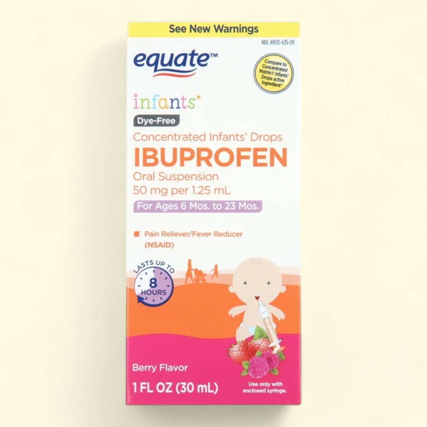 Equate Infants' Ibuprofen Oral Suspension, 50 mg, 1 fl oz