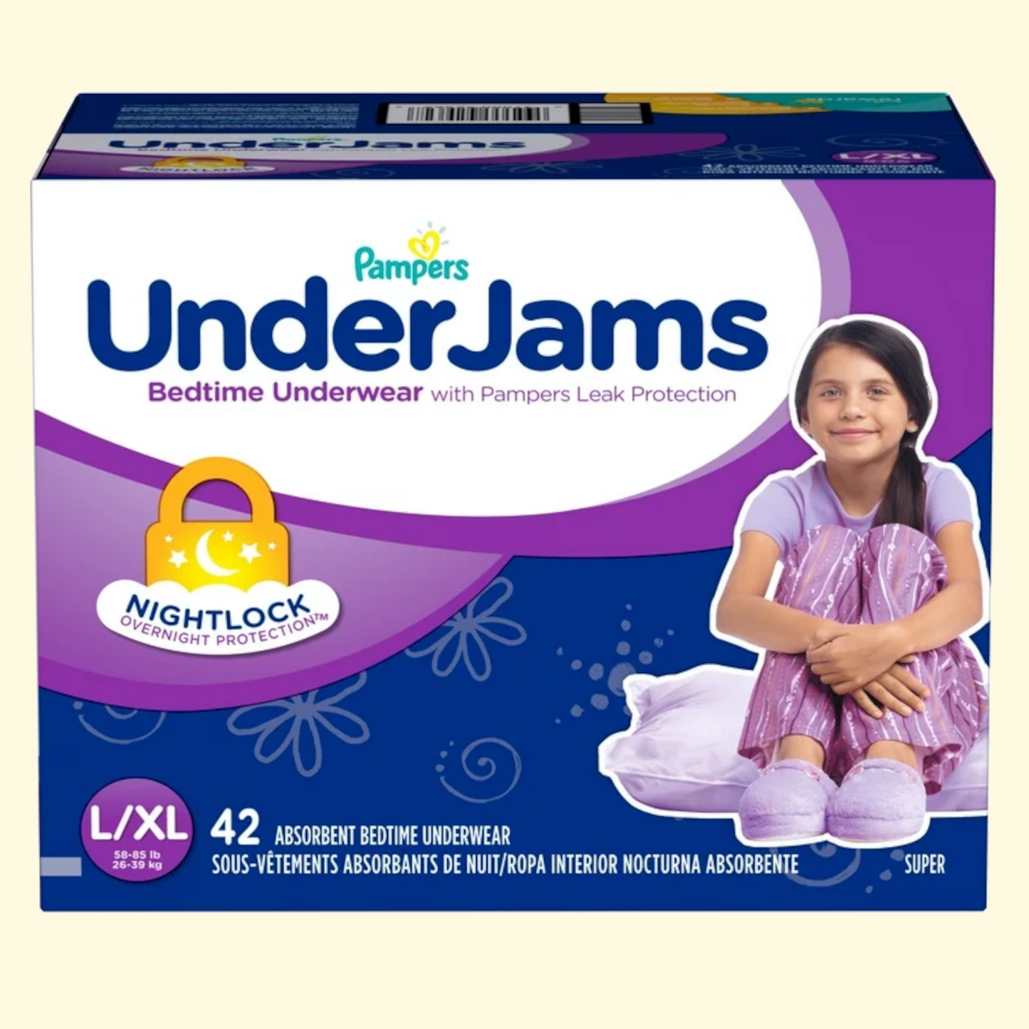 Pampers UnderJams Bedtime Underwear Girls, Size L/XL, 42 Ct — authentic US product shipped worldwide by Treatspree