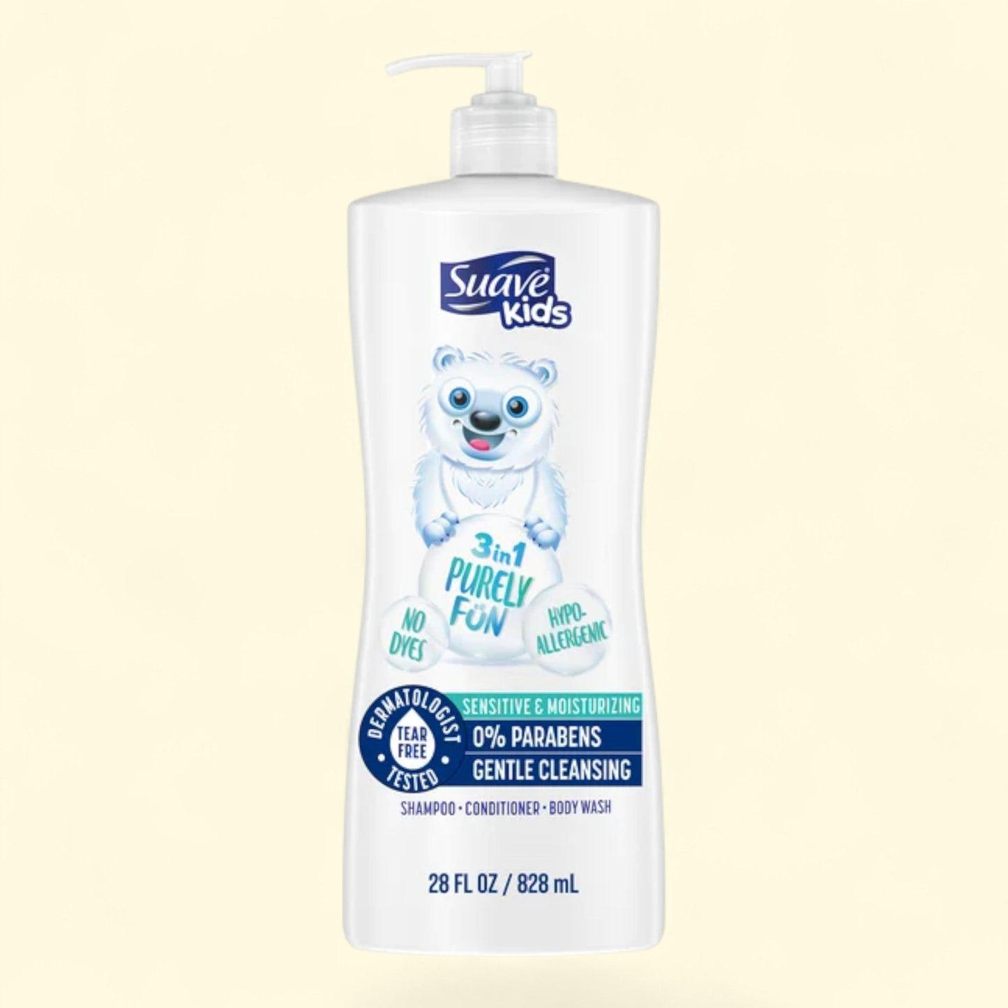 Suave Kids 3-in-1 Shampoo Conditioner Body Wash, Purely Fun, 28 oz