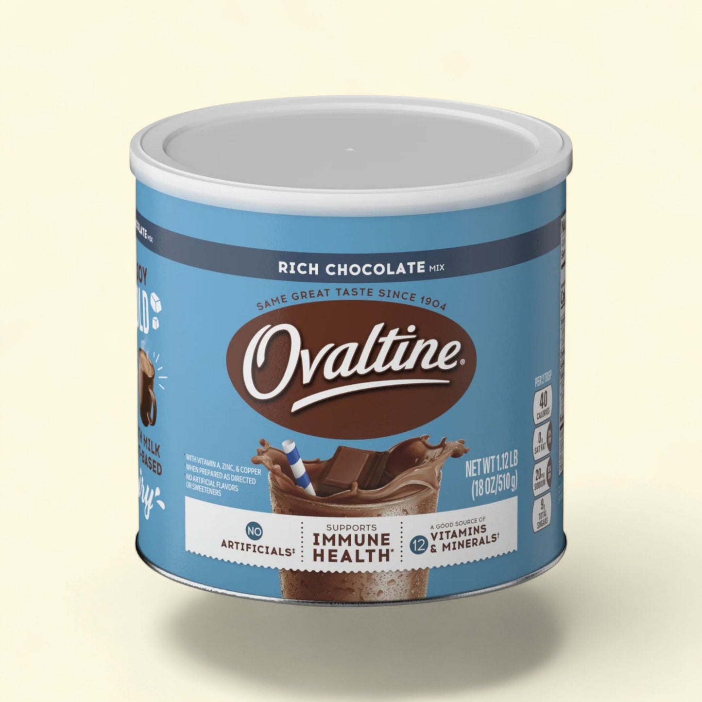 Ovaltine Rich Chocolate Flavored Milk Mix, 18 oz canister — authentic US product shipped worldwide by Treatspree
