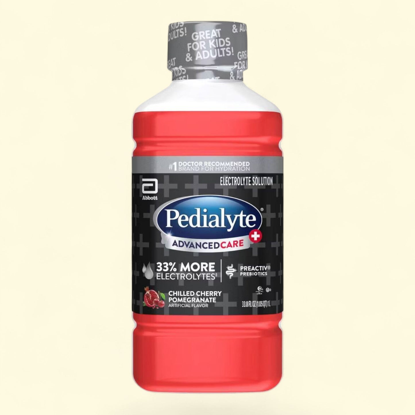 Pedialyte Advanced Care Plus Electrolyte Solution, Chilled Cherry Pomegranate, 33.8 fl oz