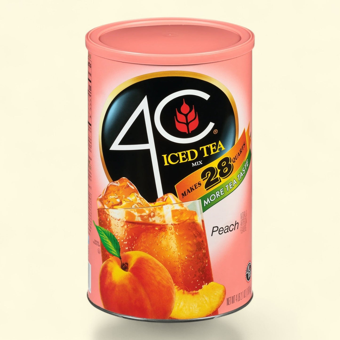4C Powdered Drink Mix, Natural Peach, 66.1 oz
