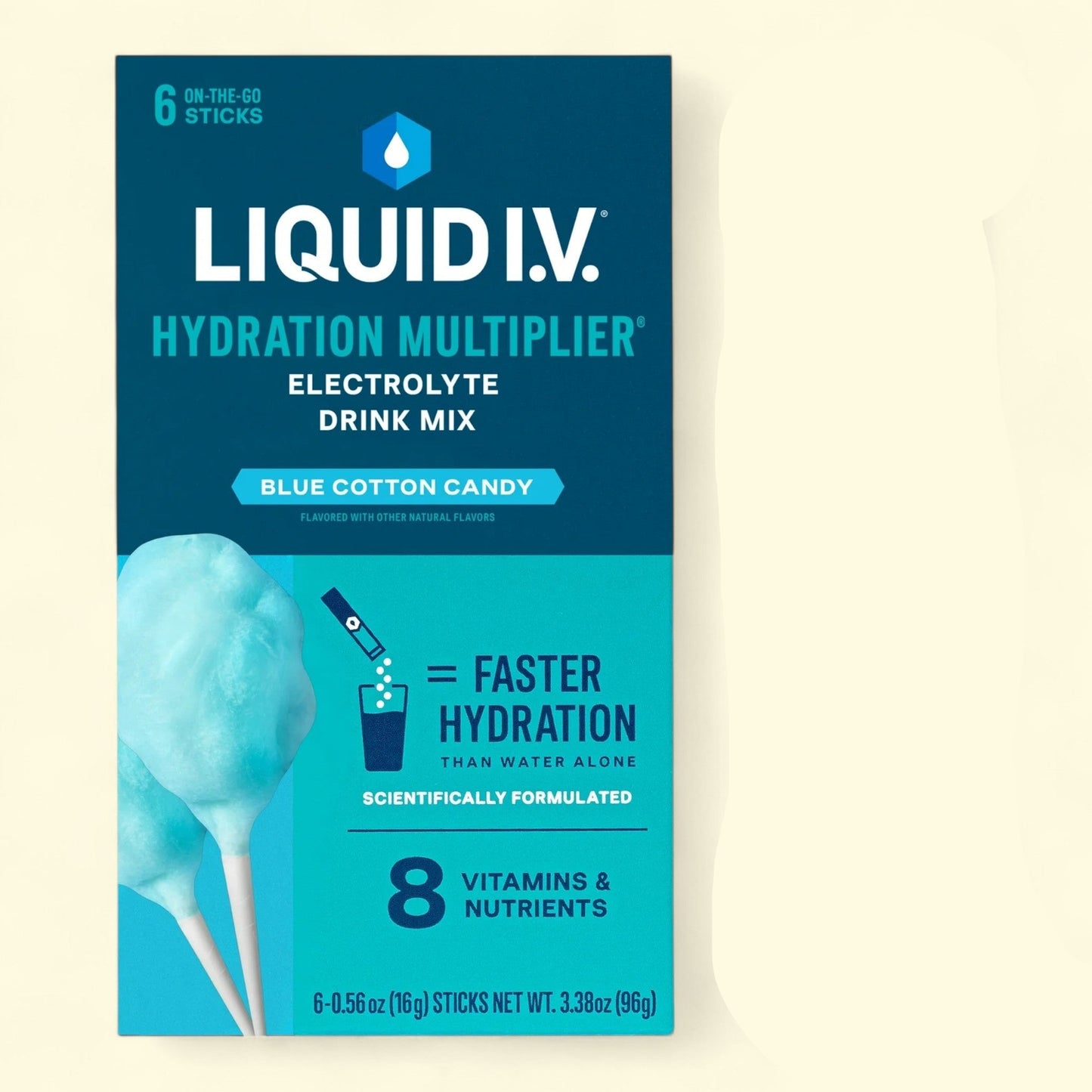 Liquid I.V., Cotton Candy Hydration Multiplier Powdered Electrolyte Drink Mix, 6 Count Packets