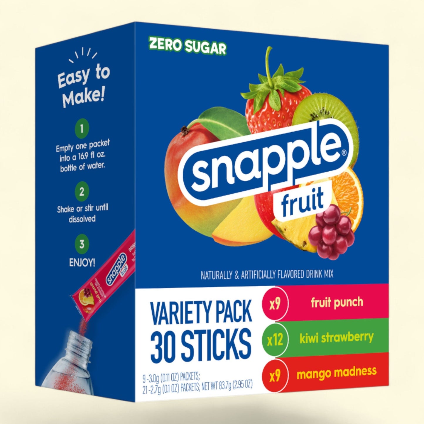 Snapple Fruit Variety Pack Drink Mix Packets, 30 packets — authentic US product shipped worldwide by Treatspree