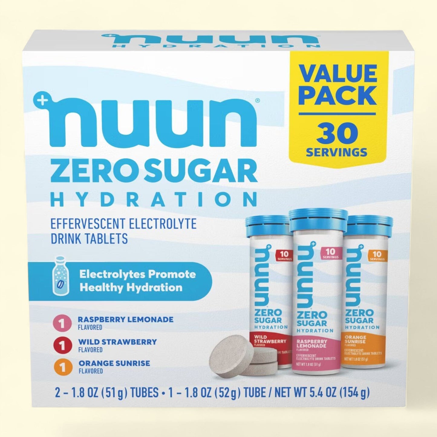 Nuun Zero Sugar Variety Pack Energy and Sports Drink, Mixed Fruit, 5.4oz/30ct