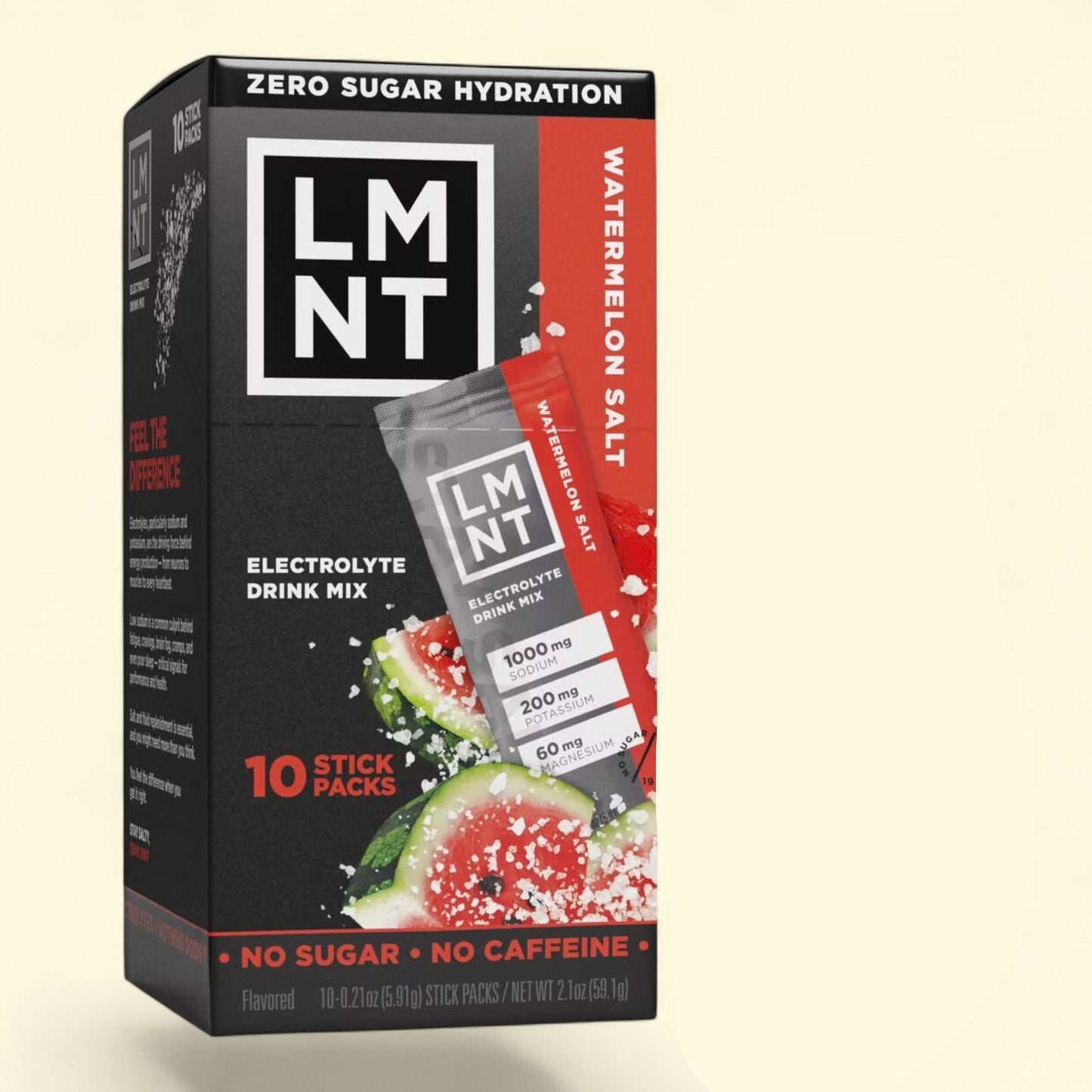 LMNT Electrolytes Sports Drink, Watermelon Salt, 2.1oz/10ct