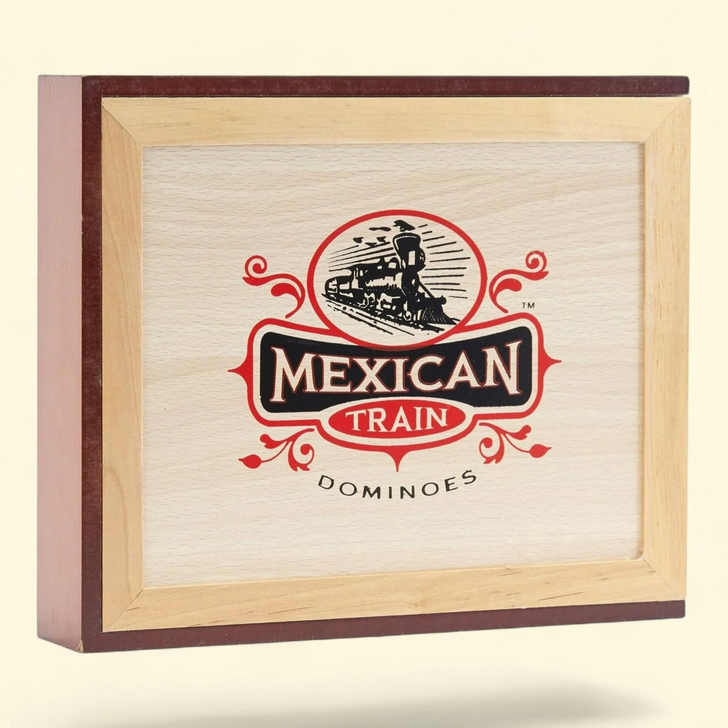 Front Porch Classics, Mexican Train Domino Set, Wooden Collector Box, 2 to 8 Players, Ages 8+