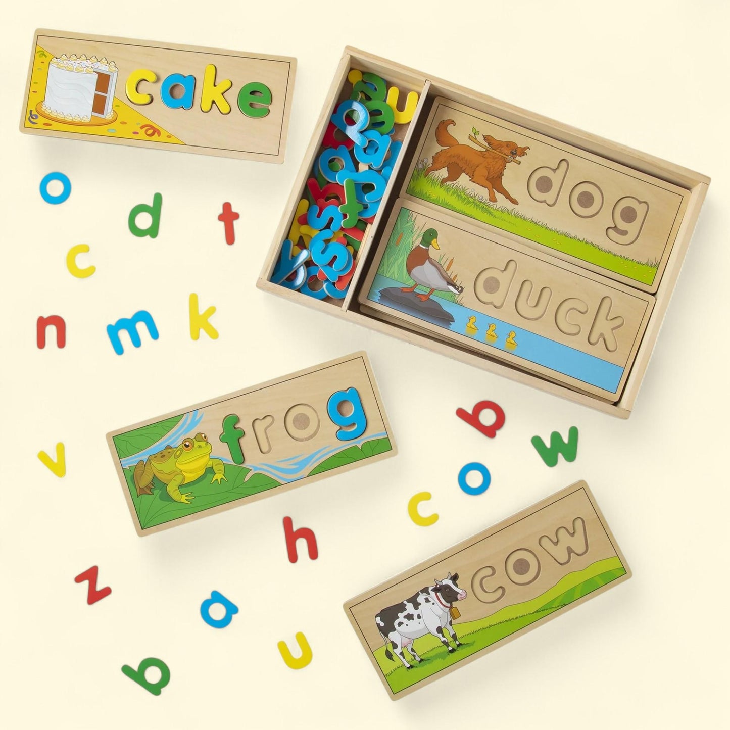 Melissa & Doug See & Spell, 8 Spelling Boards and 64 Letter Pieces, Toddler Toys, 1 count