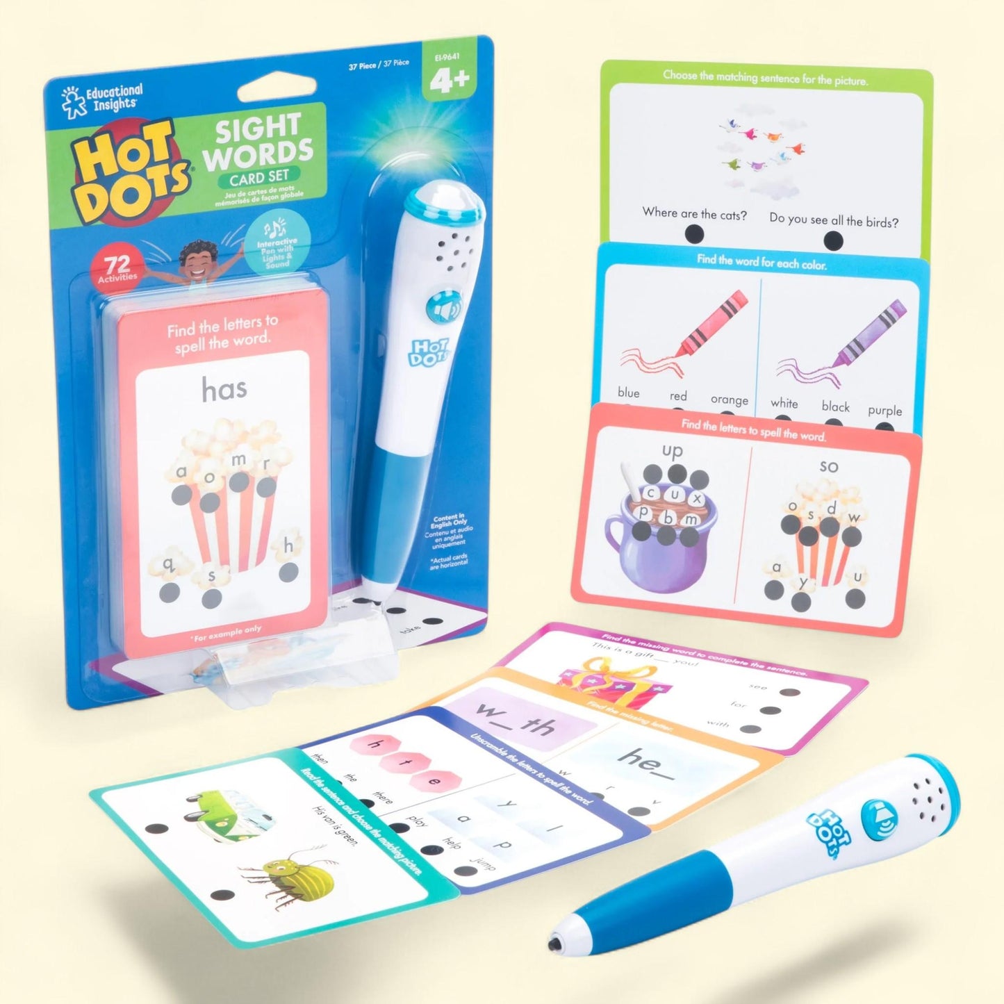 Educational Insights Hot Dots Sight Word Card Set, Toddler and Preschool, Ages 3+