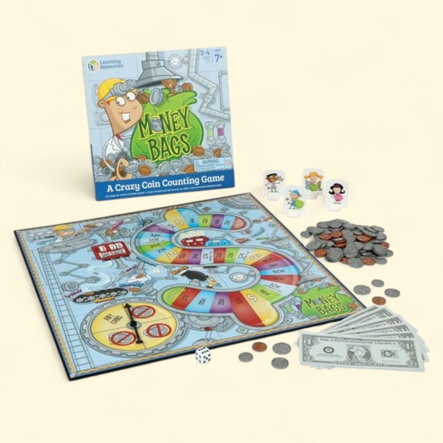 Learning Resources Money Bags Coin Value Game, Classic Board, Math Manipulatives Ages 7 and up