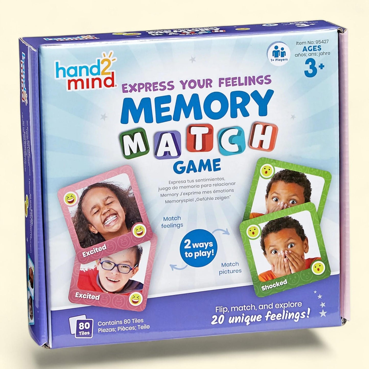 hand2mind Memory Match Child Card Game, 7.50" x 1.60" x 7.20", 80 Count