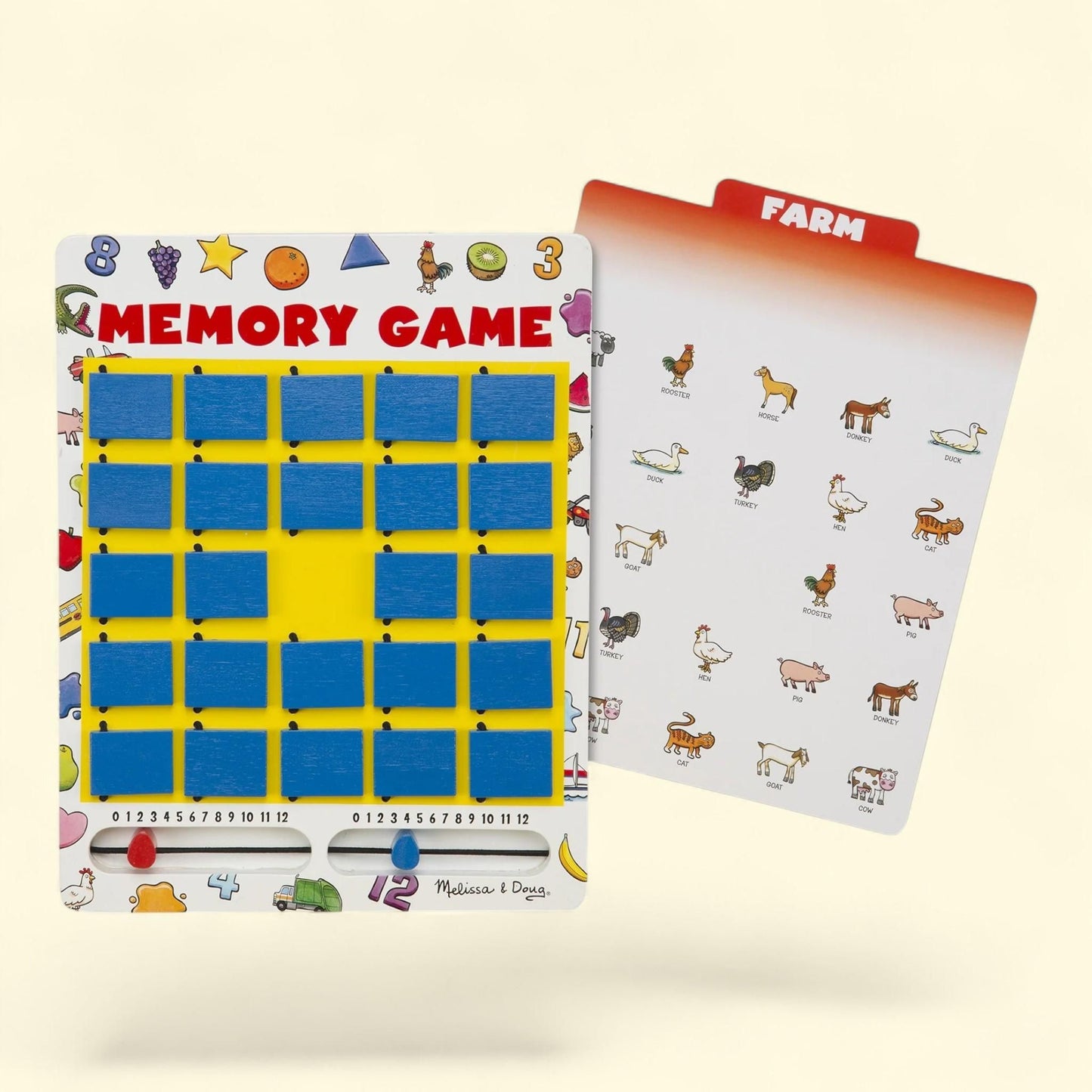 Melissa & Doug Flip to Win Travel Memory Game, Wooden Game Board, 7 Double-Sided Cards, 1 count