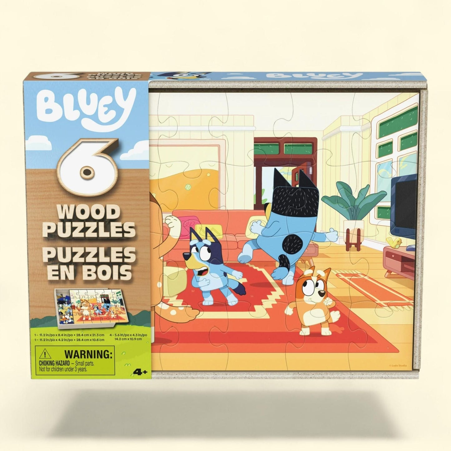 Spin Master Games, Bluey Wood Jigsaw Puzzles, 6-Pack, Ages 3+