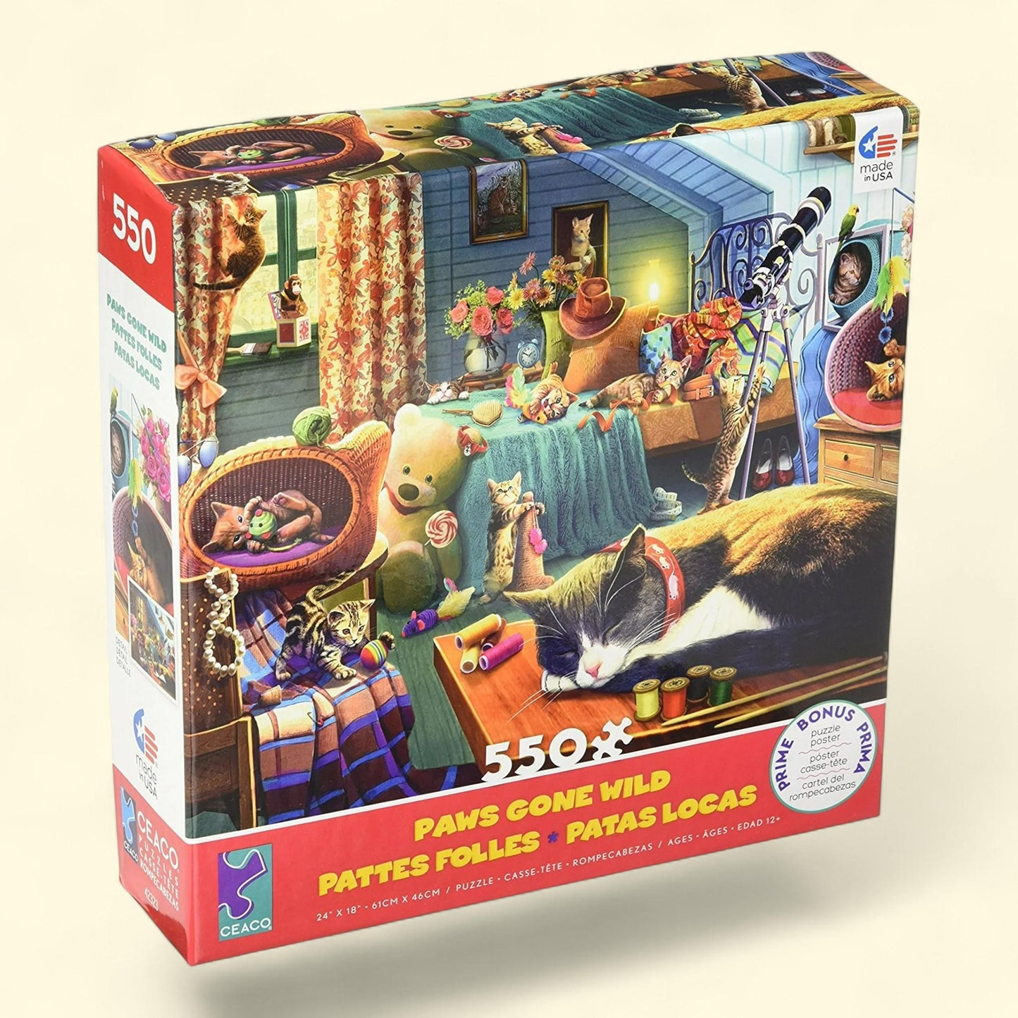 Ceaco Paws Gone Wild Jigsaw Puzzle, 550 Count — authentic US product shipped worldwide by Treatspree