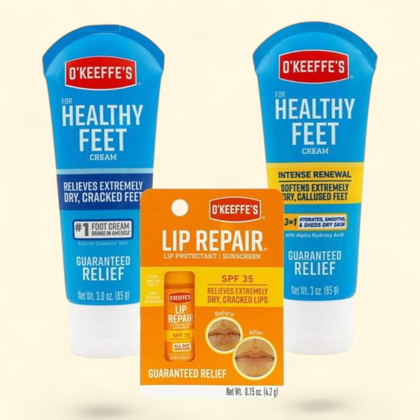 O'Keeffe's Healthy Feet and Lip Repair Variety Kit, Various Sizes