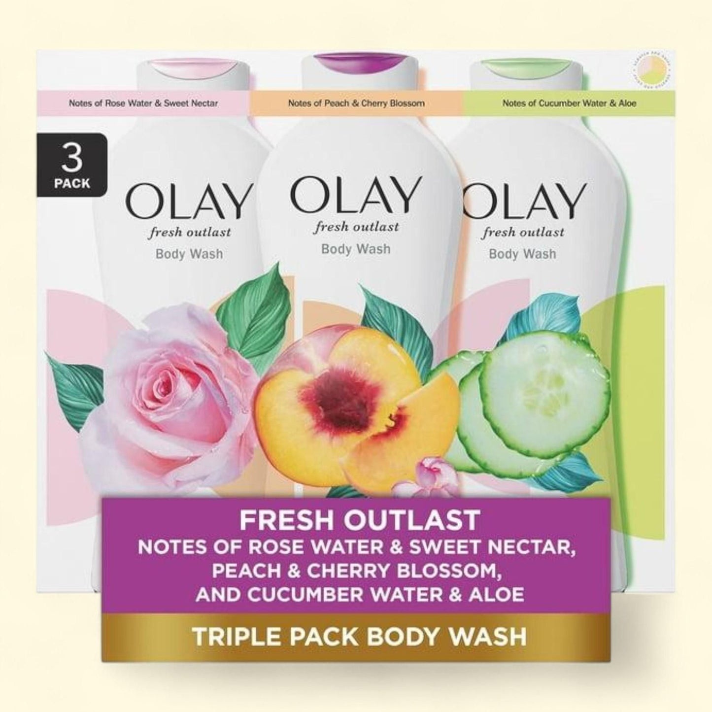 Olay Fresh Outlast Body Wash, 23.6 fl. oz., 3 pk. — authentic US product shipped worldwide by Treatspree