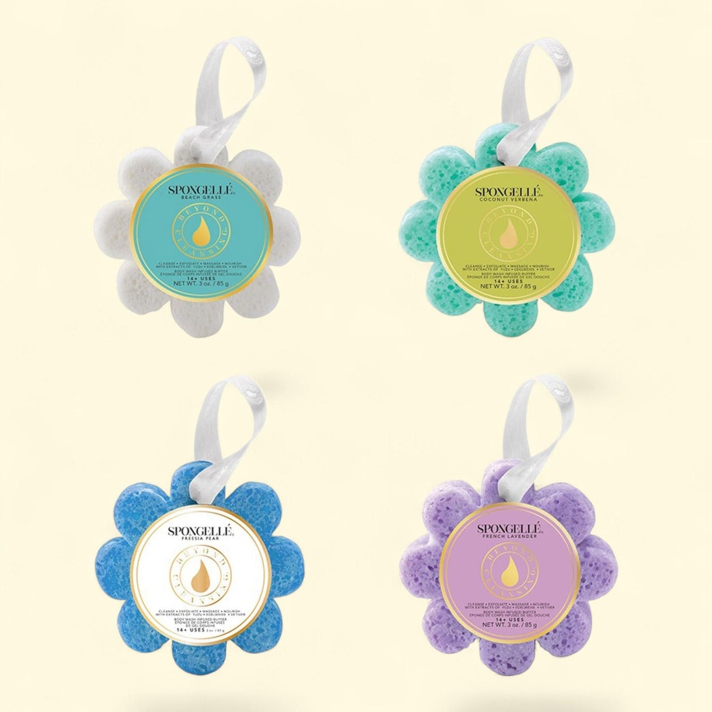 Spongelle Bath Sponge, Wild Flower, 4-pack — authentic US product shipped worldwide by Treatspree