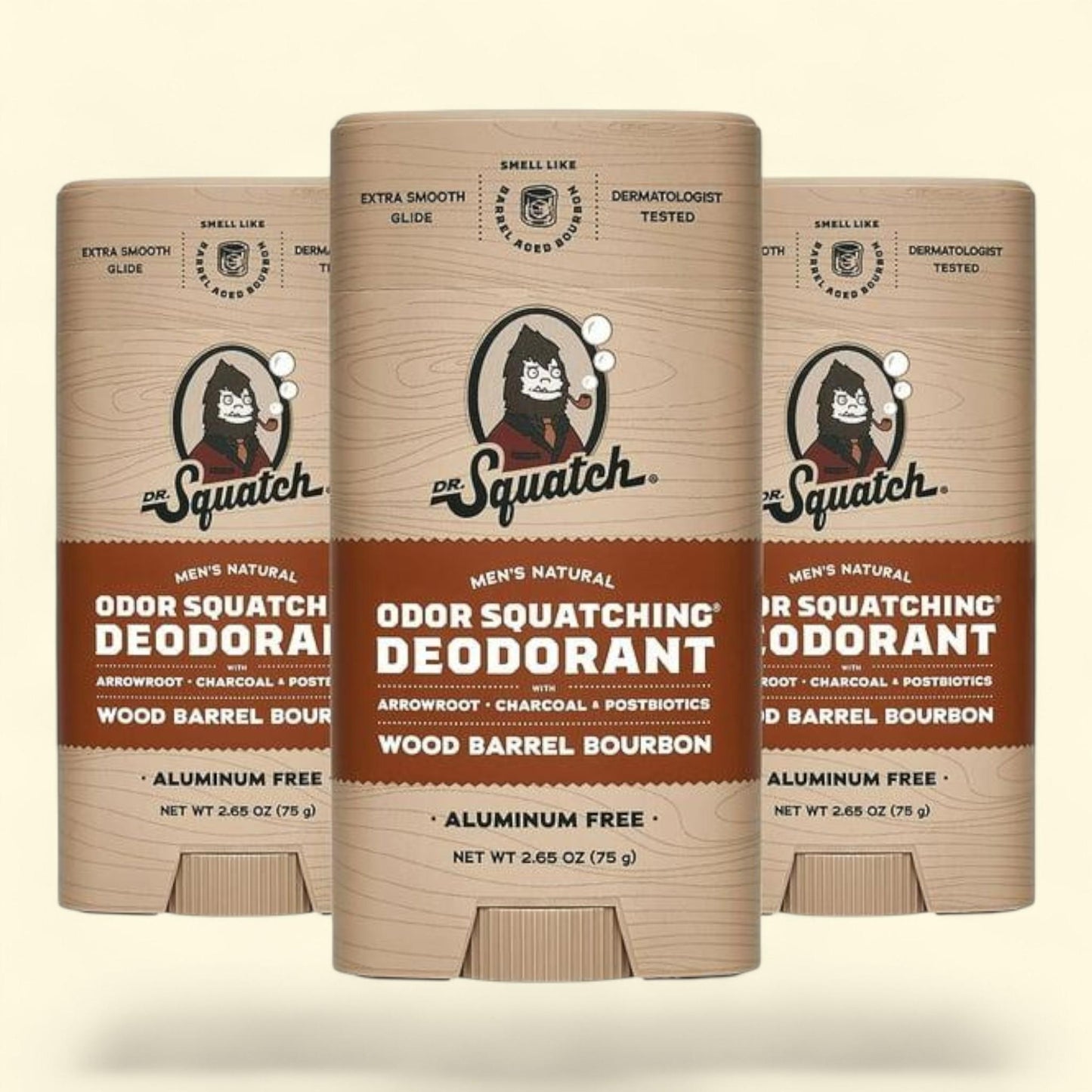 Dr. Squatch Wood Barrel Bourbon Wide Stick Deodorant, 2.65 oz., 3 pk.